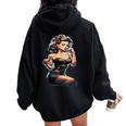 Pinup Girl ジュークボックス レコード音楽プレーヤー ヴィンテージ レディース オーバーサイズ パーカー バックプリント Black