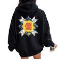 Quilters クラシック風防キルトブロック 花柄パッチワーク レディース オーバーサイズ パーカー バックプリント Black