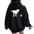 T-Rex Walking Jack Russel Divertente Cane Mamma Papà Dinosauro Trex Felpa con cappuccio oversize da donna con stampa posteriore Black