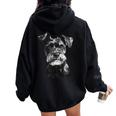 シュナウザー 顔 かわいい 犬好き 男性 女性 黒 白 レディース オーバーサイズ パーカー バックプリント Black