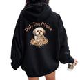 シーズーママ、シーズーママ、犬のお母さん、母の日、シーズー。 レディース オーバーサイズ パーカー バックプリント Black