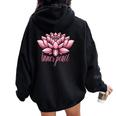 ピンクの蓮の花 曼荼羅 レディース オーバーサイズ パーカー バックプリント Black