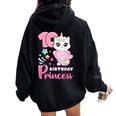 女の子、10歳の誕生日、ユニコーンキャット、ナンバー10 レディース オーバーサイズ パーカー バックプリント Black