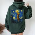 Gatto Disegno Gatto Mamma Gatto Papà Uomini Donne Bambini Gatto Divertente Felpa con cappuccio oversize da donna con stampa posteriore Forest