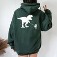 T-Rex Walking Jack Russel Divertente Cane Mamma Papà Dinosauro Trex Felpa con cappuccio oversize da donna con stampa posteriore Forest