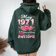 55歳 1971年5月 花柄 55歳 誕生日 男性 女性 レディース オーバーサイズ パーカー バックプリント Navy Blue