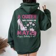 A Queen Was Born On 5月29日 ガーリー 誕生日 クイーン レディース オーバーサイズ パーカー バックプリント Navy Blue