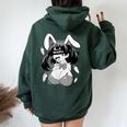Ahegao Lewd アニメ 顔とウサギの女の子 コスチューム オタク用 レディース オーバーサイズ パーカー バックプリント Navy Blue