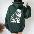 Cat Dad Mom Lover – モノクロスコティッシュフォールド。 レディース オーバーサイズ パーカー バックプリント Navy Blue