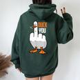 Duck You Duck レディース オーバーサイズ パーカー バックプリント Navy Blue