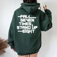 Falleven Timestand Up Eight インスピレーションスローガン レディース オーバーサイズ パーカー バックプリント Navy Blue