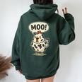 Moo 鶏 牛 農場 動物 ユーモア 男性 女性 キッズ 4 レディース オーバーサイズ パーカー バックプリント Navy Blue