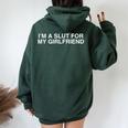 I'm Alut For My Girlfriend Y2k カップル 風刺殺 レディース オーバーサイズ パーカー バックプリント Navy Blue