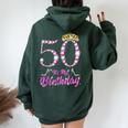 It's My 50Th Birthday Queen Tiarahoes 50歳 Old Bday ギフト レディース オーバーサイズ パーカー バックプリント Navy Blue