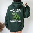 Just A Girl Who Loves イグアナ レディース オーバーサイズ パーカー バックプリント Navy Blue