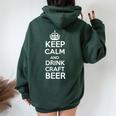 Keep Calm And Drink Craft Beer Beer Lover レディース オーバーサイズ パーカー バックプリント Navy Blue