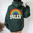 Lgbtq Ally Pocket Retrointage Gay Pride Lgbt Rainbow Flag レディース オーバーサイズ パーカー バックプリント Navy Blue