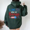 I Like How He Bangs マッチング カップル 4Th Of July 花火 レディース オーバーサイズ パーカー バックプリント Navy Blue