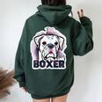 I Love My Boxer Dog Mom Dad Kawaii Dog Doodles ボクサー 犬 レディース オーバーサイズ パーカー バックプリント Navy Blue