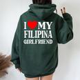 I Love My Filipina Girlfriend デザイン Best Boyfriend レディース オーバーサイズ パーカー バックプリント Navy Blue