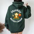 Monkey Never Cramp Eat A Banana Basketball レディース オーバーサイズ パーカー バックプリント Navy Blue