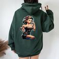 Pinup Girl ジュークボックス レコード音楽プレーヤー ヴィンテージ レディース オーバーサイズ パーカー バックプリント Navy Blue
