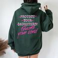 Protect Your Daughters 娘を守るために 息子を教育するために フェミニズムを理解するために レディース オーバーサイズ パーカー バックプリント Navy Blue