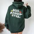 Retro Groovy Best Maddie Ever ファーストネーム 母の日 女の子 レディース オーバーサイズ パーカー バックプリント Navy Blue