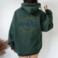 Romania レトロなスタイルのヴィンテージルーマニア レディース オーバーサイズ パーカー バックプリント Navy Blue