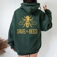 Save The Bees 花、じんましん、アースデイ、環境、平和 レディース オーバーサイズ パーカー バックプリント Navy Blue