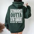 Straight Outta 5Th Gradechool Graduation Class Of 2033 レディース オーバーサイズ パーカー バックプリント Navy Blue