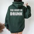 You Might Be Drunk アルコールビールパーティー レディース オーバーサイズ パーカー バックプリント Navy Blue
