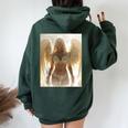 にセクシーな天使の女の子 ホットブロンドエンジェルピンナップガール レディース オーバーサイズ パーカー バックプリント Navy Blue