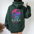 コナ ハワイ ハワイアン ハイビスカス 花 サーファー お土産 レディース オーバーサイズ パーカー バックプリント Navy Blue