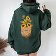 ゴッホ ひまわり ポケットアート 花柄 恋人スタイル 長袖tシャツ レディース オーバーサイズ パーカー バックプリント Navy Blue