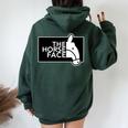 ザ・ホース・フェイス The Horse Face 午年 馬【十二支 干支】2026年 ブランド パロディ 長袖tシャツ レディース オーバーサイズ パーカー バックプリント Navy Blue