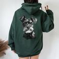 シュナウザー 顔 かわいい 犬好き 男性 女性 黒 白 レディース オーバーサイズ パーカー バックプリント Navy Blue