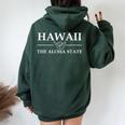 ハワイのお土産記念品。アロハ州立大学。大人、男性、女性用。 レディース オーバーサイズ パーカー バックプリント Navy Blue