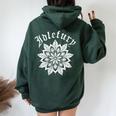 バック プリントを見る Idle Fury Mandala 白いマンダラ タトゥー アート レディース オーバーサイズ パーカー バックプリント Navy Blue