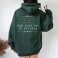 パタヤ タイ 善人は天国に行き 悪人はパタヤに行きます ゴーゴーバー タイの女の子 ナイトライフ バチェラー・パーティー レディース オーバーサイズ パーカー バックプリント Navy Blue