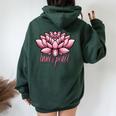 ピンクの蓮の花 曼荼羅 レディース オーバーサイズ パーカー バックプリント Navy Blue