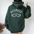 ポワロ ファン ギフト 男性 女性 レディース オーバーサイズ パーカー バックプリント Navy Blue