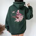 マダム秀 花tシャツ（2） さくら レディース オーバーサイズ パーカー バックプリント Navy Blue