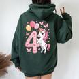 ユニコーン 4 誕生日 女の子 4 歳 馬 わたしは 4 レディース オーバーサイズ パーカー バックプリント Navy Blue