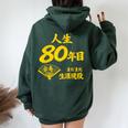 傘寿 80歳anju 80 Birthday 傘寿祝い 男性 女性 レディース オーバーサイズ パーカー バックプリント Navy Blue