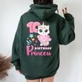 女の子、10歳の誕生日、ユニコーンキャット、ナンバー10 レディース オーバーサイズ パーカー バックプリント Navy Blue