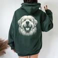 女性と男性のためのグレート ピレニーズ犬の顔のアート デザイン レディース オーバーサイズ パーカー バックプリント Navy Blue