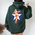 愛国心 ヴィンテージ セクシー ピンナップ 女の子 長袖tシャツ レディース オーバーサイズ パーカー バックプリント Navy Blue