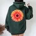 開花期のハンサムなガーベラの花 レディース オーバーサイズ パーカー バックプリント Navy Blue