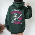 面白いギタリストの言葉 決して過小評価しない A Girl With A Bass レディース オーバーサイズ パーカー バックプリント Navy Blue
